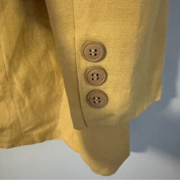 VTG J. McLaughlin for Sanyo Yellow Blue Linen Blend Blazer Women’s Size 8 - Picture 6 of 10